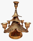 Vtg-solid Brass Christmas Tree Candelabra-5 Taper Candle Holder-made In India