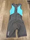 Mens 2xu Gray Blue Cycling Kit Triathlon Tri Suit Skinsuit Medium