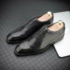 Brogue Men s Formal Shoes Round Toe Dress Leather Wing Tip Oxfords Lace Up Size