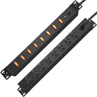 8 Outlet Power Distribution Unit  1u Rack Mount Surge Protector  6ft Black Cable