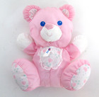 Vintage Puffalump Pets Pink Teddy Bear Rattle 1990s Nylon Plush Baby 9in Clean