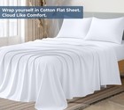 Queen Flat Sheet 90x102 Cotton Percale Breathable White Bedding