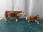 Vintage Coopercraft Pottery Hereford Cow   Calf Figurine  Made In England