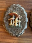 Vintage 1970s Retro Mushroom 3d Wall Hanging Decor Wood Grain Mcm