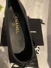 Chanel Cambon Black white Quilted Leather Cc Logo Bow Ballet Flats Women   s 9c