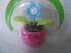 New Cute Solar Powered Dancing Dancer Blue Flower In Pink Bow Pot Bobble Sun Toy