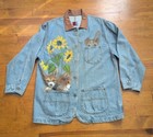 Rare Corgi Denim Jacket Custom Hand Painted One Of A Kind Sun Belt Jean Size L