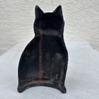 Vintage Sitting Black White Cat Cast Iron Doorstop 9  Tall   rare