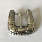  75    Sterling Silver Rope Border Floral Engraved Western Belt Buckle 35 6g  sb37