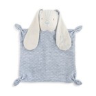 Demdaco Xoxo Blue Bunny Lovey Security Blanket Rattle Linen Blankie - Blue Bunny