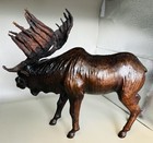 Antique Abercrombie   Fitch Brown Leather Moose Statue