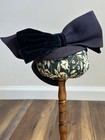 1930s 40s Vintage Dramatic Large Bow Tilt Hat Velvet Navy Coralie California