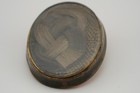 Antique Victorian Mourning Brooch Woven Hair Under Glass Gold Tone Memorial