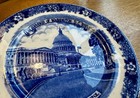 Old English Staffordshire Ware England Washington Dc Souvenir Plate Capitol Blue