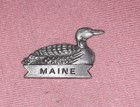 Vintage Maine Loon Silver Tone Pewter  Travel Souvenir Lapel Pin Bird