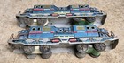 Vintage Tin Friction Mountain Express  732 Train Engine  Made In Japan Lot Of 2