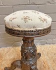 Antique French Carved Oak Victorian Stool Needlepoint 1800 s Arrives Dec 2026