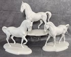 3 Vtg White Lipizzan Horse Figurines Pamela Du Boulay Porcelain Dressage Set
