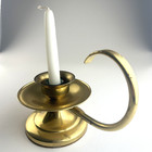 Copper Craft Vintage Large Chamber Brass Candlestick Holder Scroll Swirl Handle