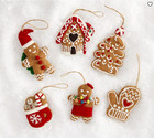 Pottery Barn Gingerbread Felt Christmas Tree Ornaments  Set Of 6   Brown Multi