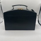 Vanity Train Case Vintage Black Faux Leather 3 Tiers Jewelry Make Up Box Vintage
