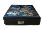 Vintage Black Gold Floral Travel Jewelry Trinket Box With Mirror Original Box