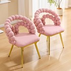 Set Of 2 Modern Velvet Dining Chairs With Bubble Back   Gold Legs