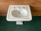 Antique 27x22 White Ceramic Pedestal Bathroom Sink Old Vtg Standard 29-26e