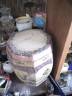 Antique 1800s Chinese Wooden Hand Painted Rice Barrel