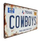Rustic Dallas Cowboys License Plate Embossed Tin Metal Texas The Lone Star State
