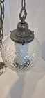 Vintage Mid-century Modern Hobnail Glass Hanging Swag Lamp With 12 Ft Of Chain