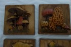Vintage 1970 s Retro Set Of 4 Raised 3d Mushroom Wall Decor Ceramic Plaques