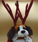 Dan Dee Animated Christmas Dog Plush Long Reindeer Antlers Sing Jingle Bells 20 
