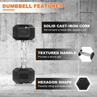 Hexagonal Dumbbells  Rubber Coated For Exercise And Fitness  Multiple Sizes
