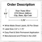 800 Personalized Return Address Labels Printed Text 1 2 X 1 3 4 Inch Plain Text
