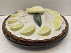 Vintage unbranded Ceramic Lemon Pie Dish W lid 11  Diameter damage l  k 