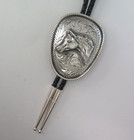 Large Solid Sterling Silver Relief Horse Engraved Southwestern Bolo Tie