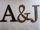 Vtg Lot 3 Antique Architectural Salvage Cast Iron Bldg Sign 10  Letters A   J