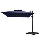 9x 12ft Outdoor Umbrella Patio Umbrella Carbon Steel Market Umbrella W base Blue
