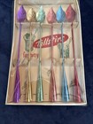 Vtg Mid Century Modern Anodized Aluminum Multicolor Drink Stirrers Boxed Set 6pc