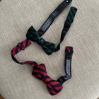 Nos Lot Of Two Lands End Bow Ties Navy Green Red Silk Boys Adjustable Pre-tied