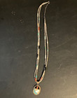 Native American Sterling Silver Pendant W  Inlay Stones On Beaded Necklace