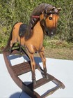 Vintage Large Wooden Rocking Horse 32 5   x 24 5    X 12   