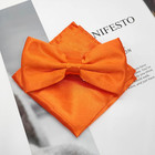 Adjustable Bowtie And Pocket Square Men Bowtie And Handkerchief Solid Color Doub