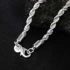 4mm Diamond Cut Solid 925 Sterling Silver Italian Rope Chain Men s Necklace