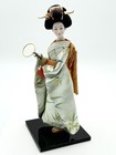 Vintage 12  Japanese Geisha Lady Statuette  Collectible Traditional Kimono Doll