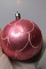 Antique Vintage Glass Stencil Mica Large Pink Ball Christmas Ornament Germany