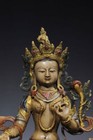 13  Antique Tibetan Buddhism Temple Bronze Coloured Painting Green Tara Statue