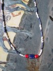 Old Native Trade Beads  Plains Indian Beads  Mauve white  Blue Faceted