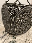 Vintage Cast Iron Large Basket Box Handles Candle Holder